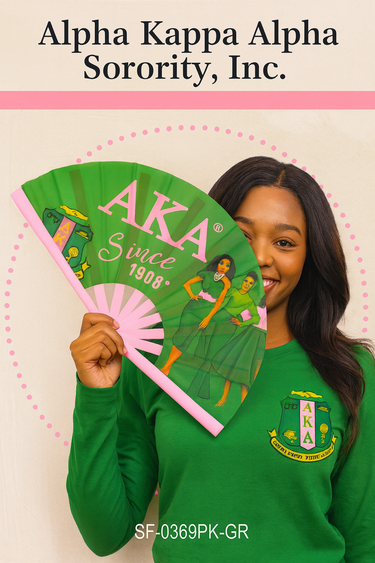 Alpha Kappa Alpha Green Hand Fan